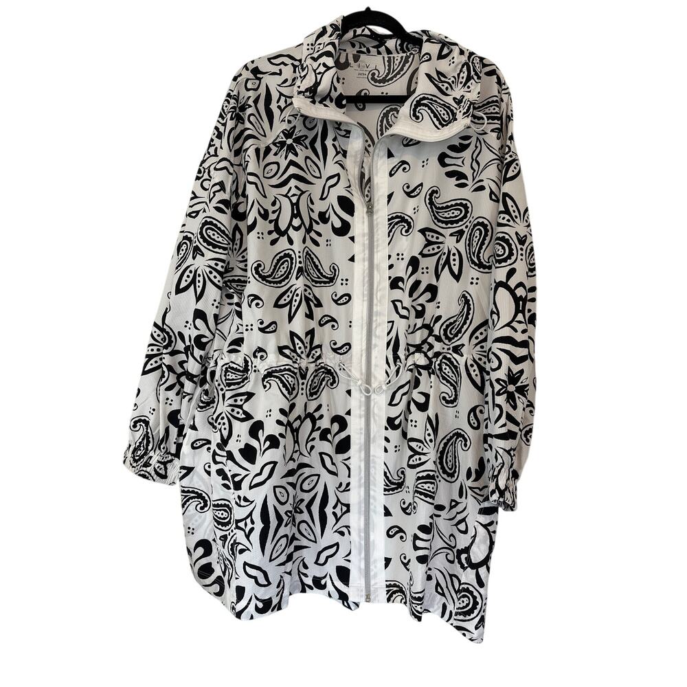 LIVI Cinch-Waist Woven Printed Jacket Cinch Waist Lightweight Sporty Size 22/24